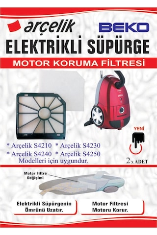 Arçelik Uyumlu S 4250 Süpürge Filtre Takım + 5 Adet Toz Torbası