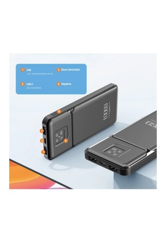 Earldom Pb64 10.000 Mah 2 Adet 10w Usb Çıkışlı Dijital Göstergeli Powerbank - Siyah 1