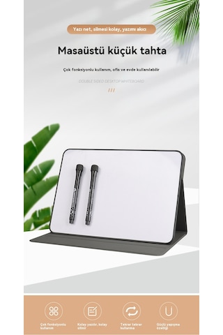 A4 Masaüstü Katlanır Not Defteri Silinebilir Küçük Beyaz Tahta Not Yazma Tahtası Siyah