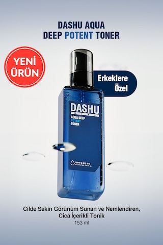 Dashu Mens Aqua Deep Potent Cilde Sakin Görünüm Sunan Ve Nemlendiren Cica İçerikli Tonik 153 ML