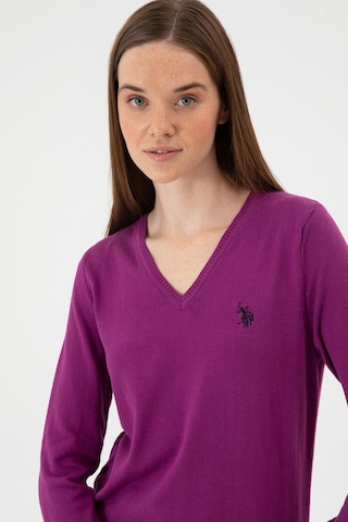 U.S. Polo Assn. Kadın Violet V Yaka Basic Kazak 50313590-VR203