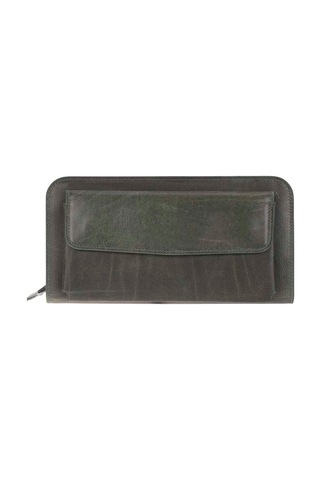 Bloominbag Faron Forest Green Telefon Bölmeli Hakiki Deri Unisex Clutch Çanta Yeşil