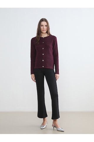 Lcw Comfort Bordo Bisiklet Yaka Kadın Triko Hırka