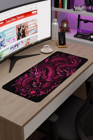 Ejderha Pembe V4 70x30 Xl Gaming Kauçuk Kaymaz Taban Mouse Pad Fare Altlığı