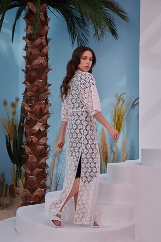 Remsa Mayo Üzerine Önü Açık Pareo 498-486 Kırık Beyaz Beyaz