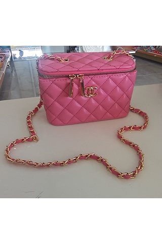 Asesstore Chanel Kutu Model Çapraz Çanta / Hediye Çanta Pembe
