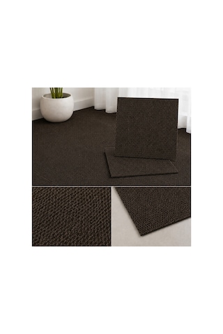 Karo Halı Modüler Yer Halısı Ev Ofis Oda Salon Koridor Antre Zemin Kaplama 50x50 Cm Kahverengi