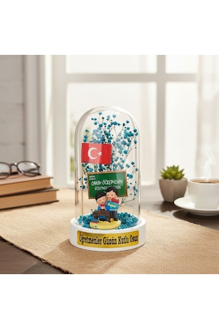 Türk Bayraklı Ters Fanus - Öğretmenler Günü Hediyesi