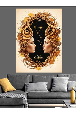 Ahşap Tablo İkizler Burcu Kadın Yüzleri