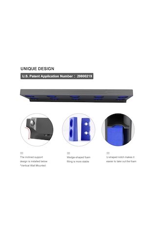 Kosona Mavi 10 Adet Olta Depolama Rafı - Eva Köpük Döşemeli Plastik Olta Tutucu Kolay Kurulum Mavi