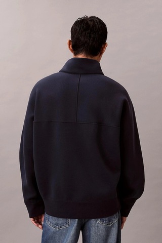 Calvin Klein Ls Cotton Spacer Strıpe Rıb Qtr Erkek Siyah Sweatshirt-12781 Siyah