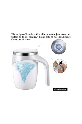 Tenfowee Şarjlı Beyaz Manyetik Karıştırıcı, Çift Duvarlı Isı Saklama, Leak-proof Paslanmaz Çelik Seyahat Bardak Beyaz