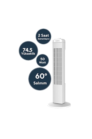 Beyaz 50w 3 Kademe - Zamanlayıcı Kule Tipi Vantilatör Ktf-258w
