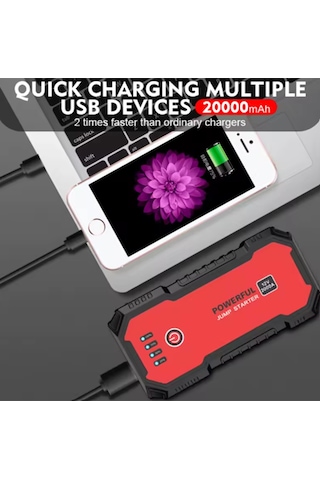 Akü Takviye Cihazı Usb Powerbank 20.000 Mah 2000 Amper Fener Flaşör