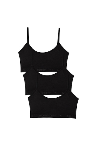 Genç Kız Pedli 3'lü Ip Askı Düz Ilk Sütyen Büstiyer Siyah 11