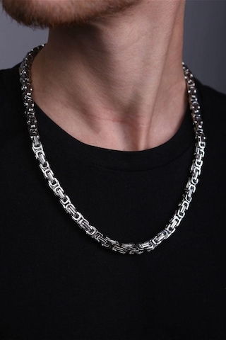 Takı Dükkanı Silver Beyaz Renk Erkek Çelik Kral Zincir Kolye Ck11