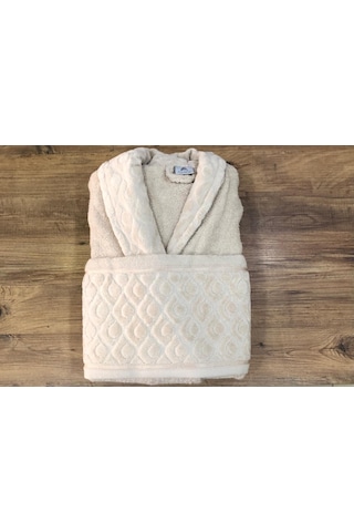 Royam 2 Parça %100 Pamuklu Kısmı Kadife Tek Kişilik Bornoz Seti Bej