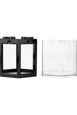 Moveevo Küçük Taşınabilir Plastik Akvaryum - Yüksek Dayanıklı, Döner Multi-perspektif, Kolay Temizlenir Siyah Mini Balık Tankı