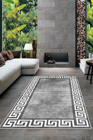 West Home Dijital Baskı Yıkanabilir Kaymaz Taban Salon Halısı Mutfak Halısı Yolluk Ve Banyo Paspası Wh 281 Grey