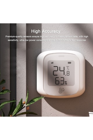 Lemestar Zigbee Akıllı Sıcaklık Nem Sensörü - Otomatik Cihaz Bağlantısı, Uygulama Kontrolü, Özel Alarm Ayarları, Bebek Modu Gateway Gereklidir