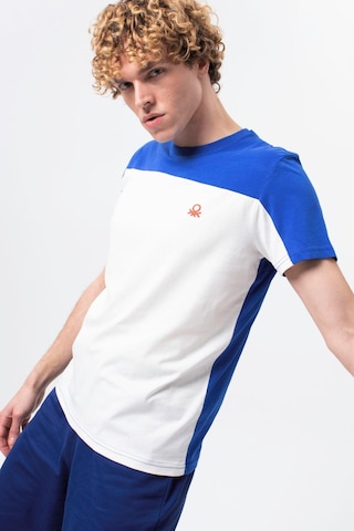 Benetton Bnt-m20480-23y Erkek T-shirt Bnt-m20480-r1165 Mavi - Beyaz