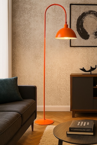 Turuncu Lambader Hareketli Başlık Modern Dekoratif Metal Oturma Odası Çalışma Odası Zemin Lambası Turuncu