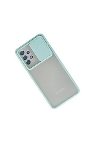 Gld-spt- Newface Samsung Uyumlu Galaxy A52 Kılıf Palm Buzlu Kamera Sürgülü Silikon - Turkuaz