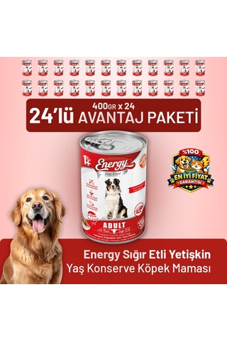 Energy Sığır Etli Yetişkin Yaş Köpek Maması 400 G - 24 Adet