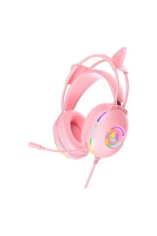 Ximistore9 Rgb Işık Efektli 7.1 Sesli Kedi Kulaklı Oyun Kulaklığı - Gürültü Önleyici Mikrofonlu