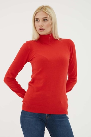 Fashion Friends 24k0780k1 Kadın Balıkçı Yaka Kazak Kırmızı