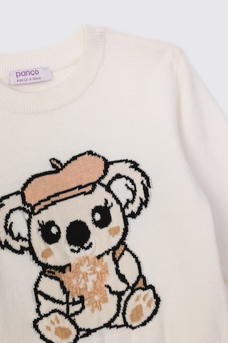 Panço Kız Bebek Koala Desenli Triko Ekru Kazak Krem 2621GB18002