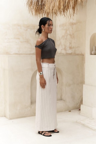 Mai Collection Mai Studios Co. Arya Füme Çizgili Bej Etek Füme
