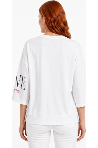 Neden Tekstil Kadın Beyaz Oversize Yazılı T-shirt