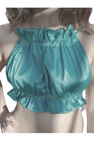 Asist Secret Magic Asm0280 Bayan Su Yeşili Kare Pecete Saten Suit Büstier Su Yeşili