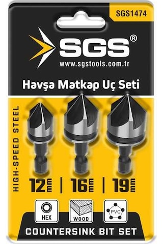 Sgs 1474 Havşa Matkap Ucu Seti 12mm-16mm-19mm