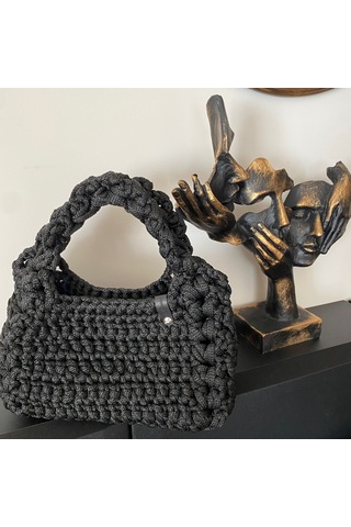 Siyah Yazlık Mini Kadın El Çantası Siyah