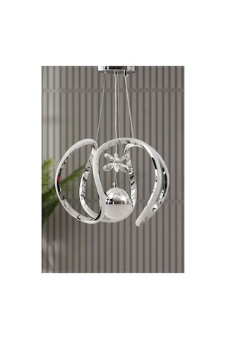 Wesnay Model Krom Gümüş 3 Renk Salon Mutfak Oturma Yatak Odası Modern Led Sarkıt Avize Gri