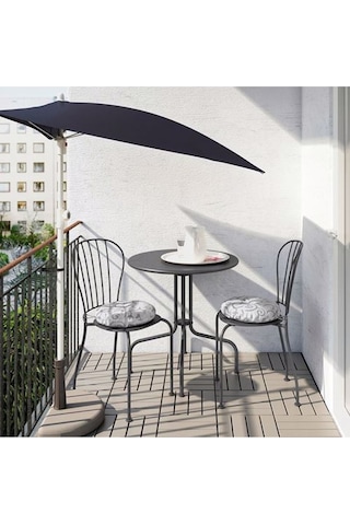 Yuvarlak Balkon-bahçe Masası Gri, Meridyendukkan 70 Cm Lackö Masa 2-4 Kişilik Metal