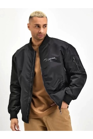 Etiler Collection Unisex Uzun Kol Baskılı Bomber Ceket - Siyah