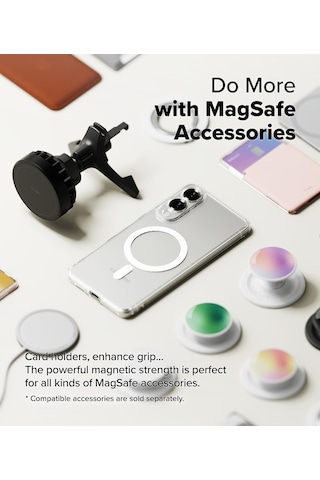 Samsung Galaxy Uyumlu S25 Edge Kılıf Magsafe Şeffaf Kapak Sert Silikon