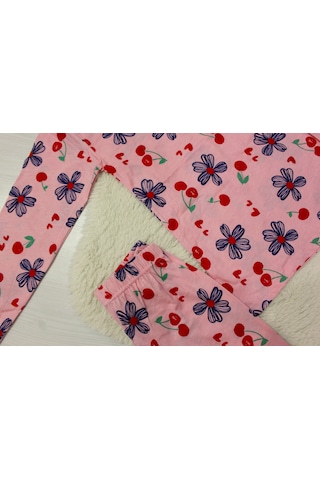 Durukoza %100 Pamuk Kız Çocuk Pijama Takımı Çiçekli 4 Mevsim Pembe