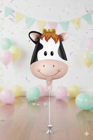 18 İnç Safari İnek Folyo Balon - Doğum Günü Parti Dekorasyon Balonu Çok Renkli