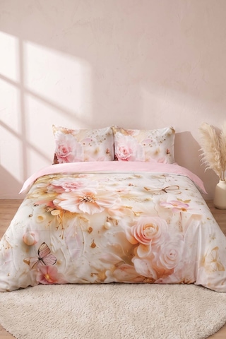 Pembe Elara 3d Flower Çift Kişilik Nevresim Takımı 4 Parça