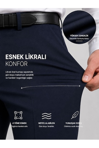 Classics Men Caserta Comfort Fit Likralı Boru Paça Erkek Kumaş Pantolon - 7711 Lacivert