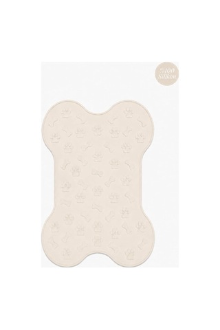 Siliconly%100 Silikon Kokusuz Plastik Ve Pvc İçermez Köpek Beslenme Paspası Köpek Mama Matı Ekru