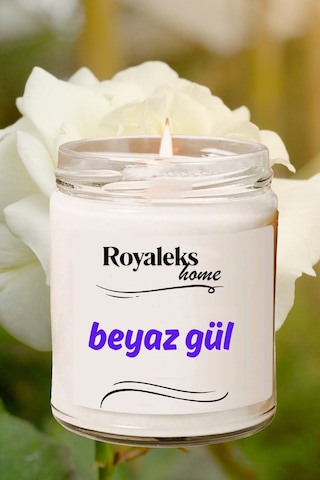 Doğal Özel Seri Kokulu Dekoratif Kavanoz Mum 210 Cc - Beyaz Gül - Ryl Çok Renkli