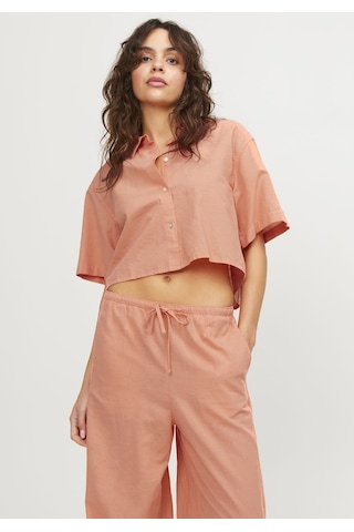 Jack & Jones Kadın Crop Keten Gömlek - Lulu 12231335 Peach Echo Bej