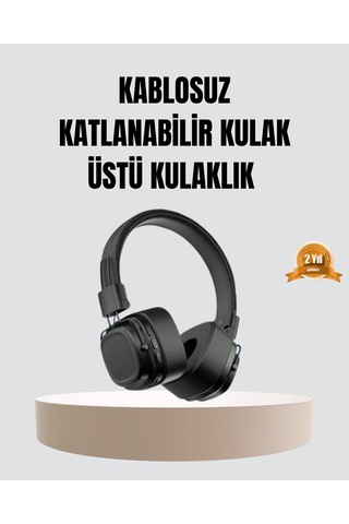 Mey İthalat Bluetooth Kablosuz Kulak Üstü Kulaklık Katlanabilir Konforlu Ve Şık Tasarımlı