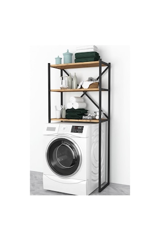 Bofigo 3 Raflı Metal Düzenleyici Banyo Rafı Çam