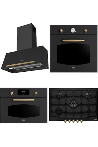 Franke Classic Line Nero FCO 86 H ON - FCH 604 4G TC ON C - FCO 70 ON/G - FMW 45 CL G ON Rustik Ankastre Set